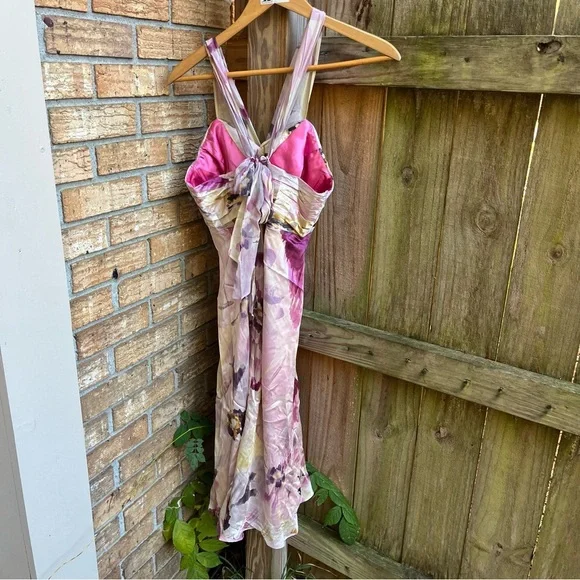 Donna Ricco 100% Silk Pink and Purple Floral Dress - Picture 2 of 4